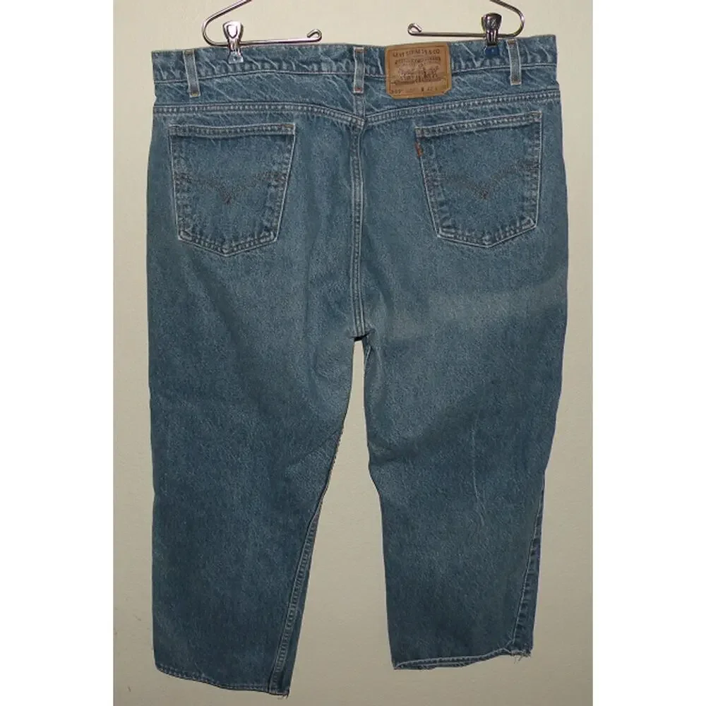 Vtg 95 Levi’s 505 Straight Leg Men's Jeans 40 x 25 Medium Wash Blue Orange Tab